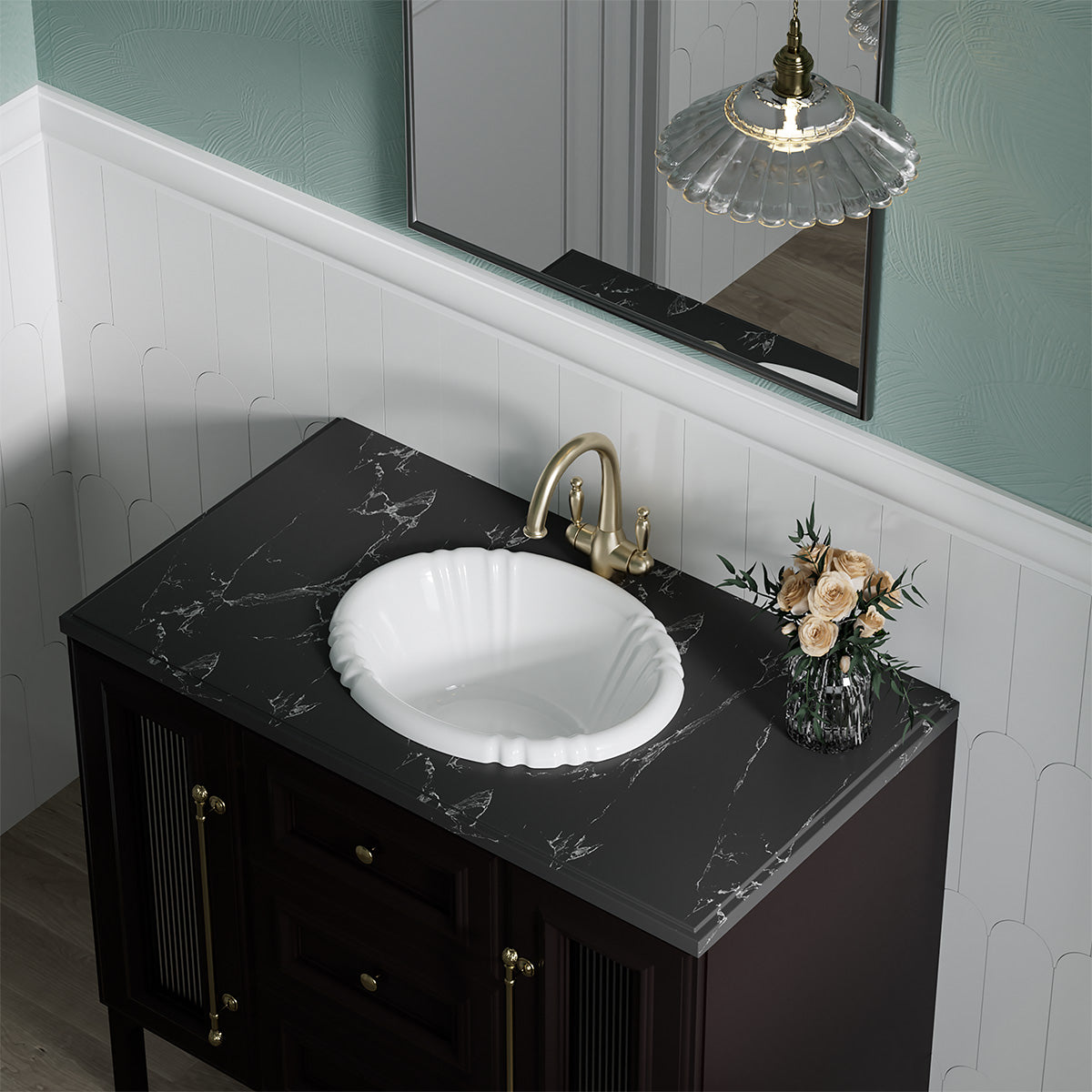 Manhattan Beach 17-1/2 in. Bathroom Sink in White Ceramic Oval Drop-In with Overflow