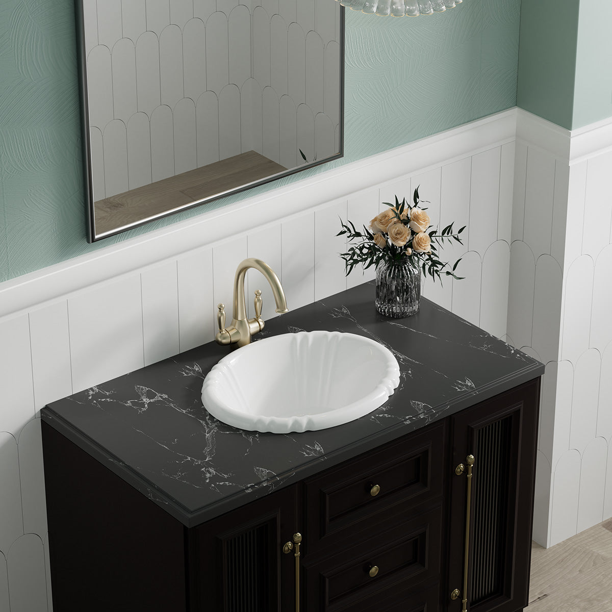 Manhattan Beach 17-1/2 in. Bathroom Sink in White Ceramic Oval Drop-In with Overflow