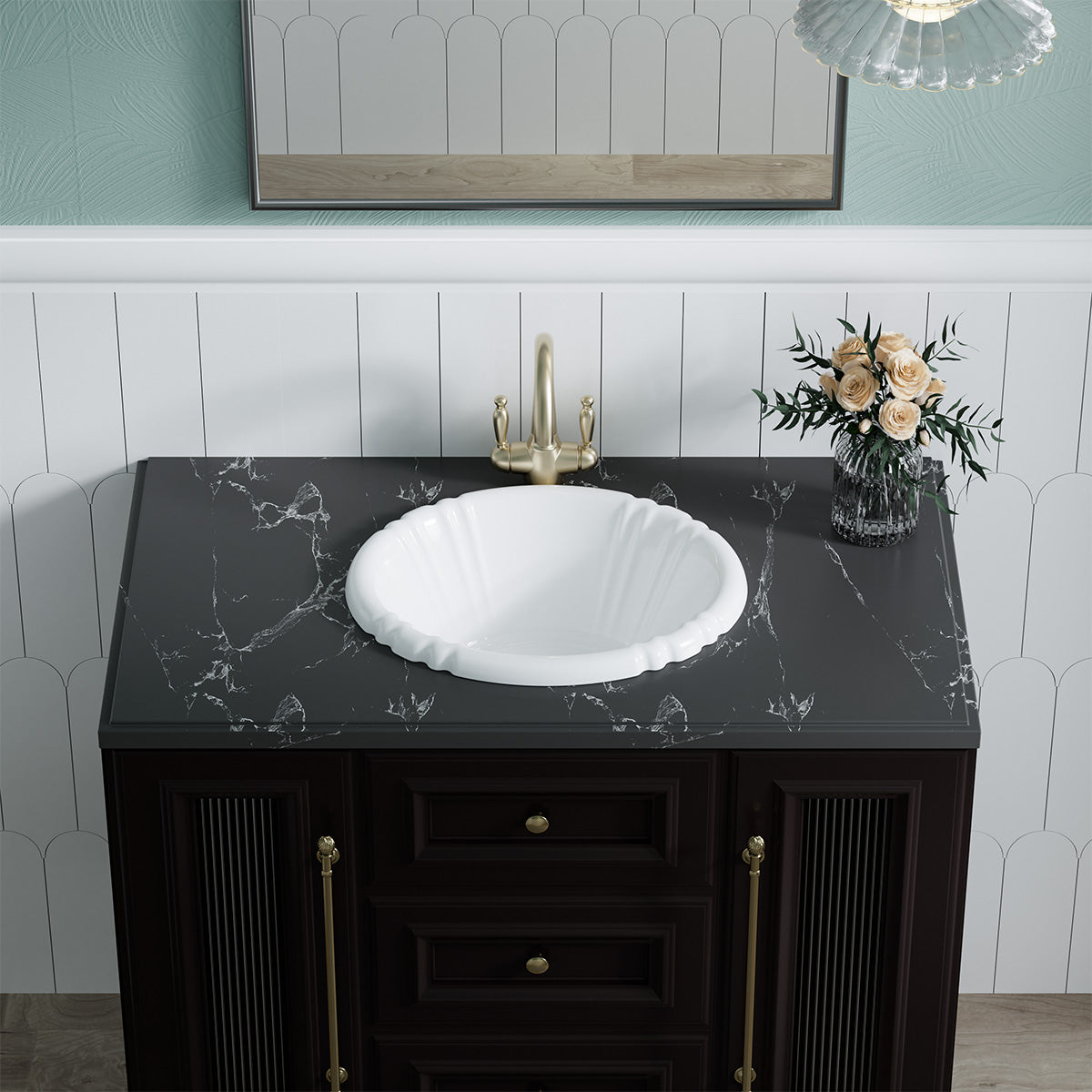 Manhattan Beach 17-1/2 in. Bathroom Sink in White Ceramic Oval Drop-In with Overflow