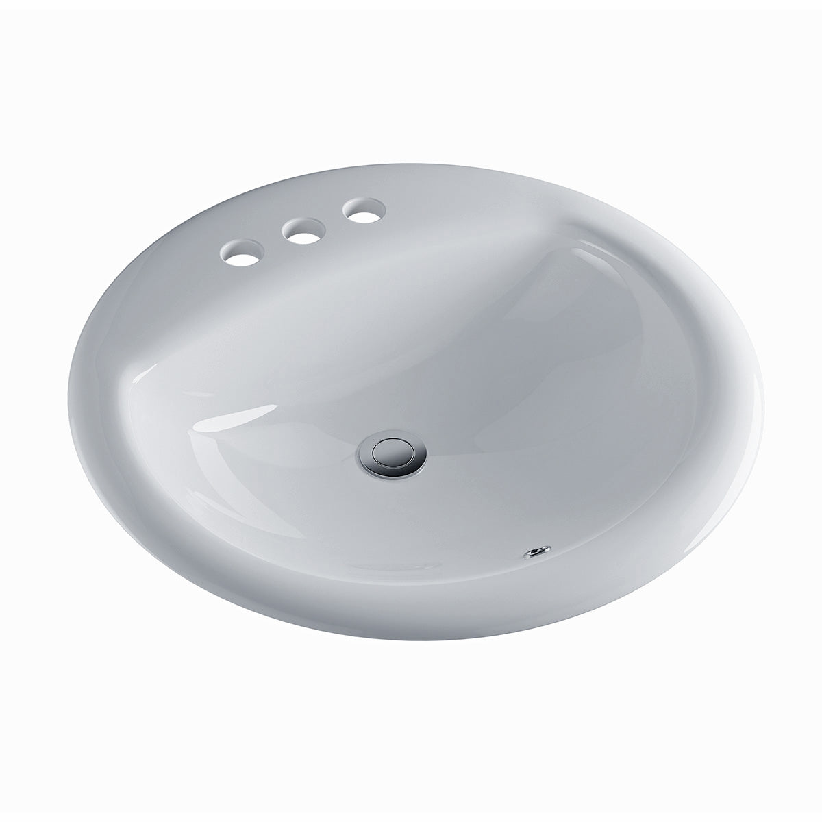 Santa Monica 19 in. Bathroom Sink in White Ceramic Round Drop-In with Overflow and 4 in. Faucet Holes