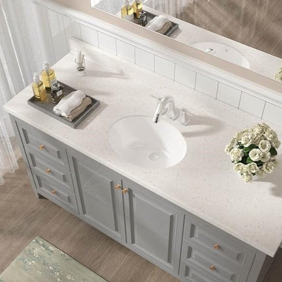 Newport 17-1/3 in. Bathroom Sink in White Ceramic Oval Undermount with Overflow