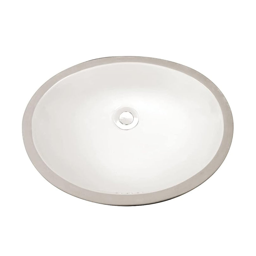 Newport 19-1/2 in. Bathroom Sink in White Ceramic Oval Undermount with Overflow