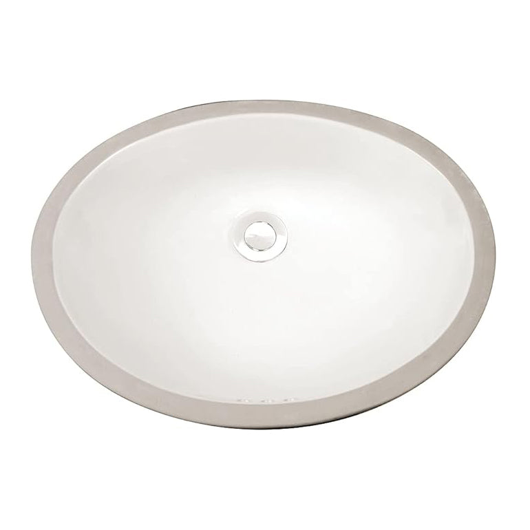 Newport 17-1/3 in. Bathroom Sink in White Ceramic Oval Undermount with Overflow