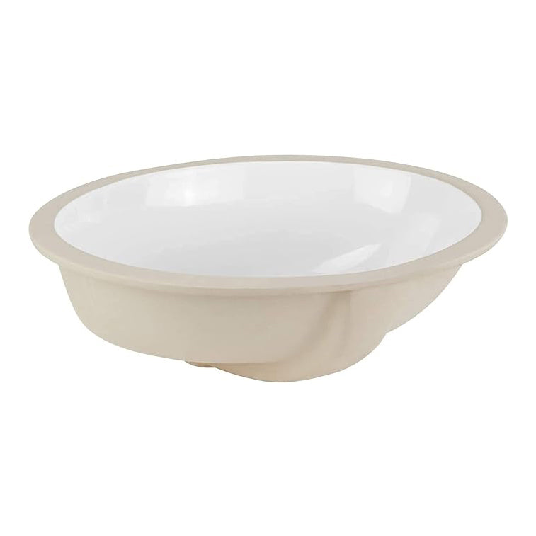 Newport 17-1/3 in. Bathroom Sink in White Ceramic Oval Undermount with Overflow