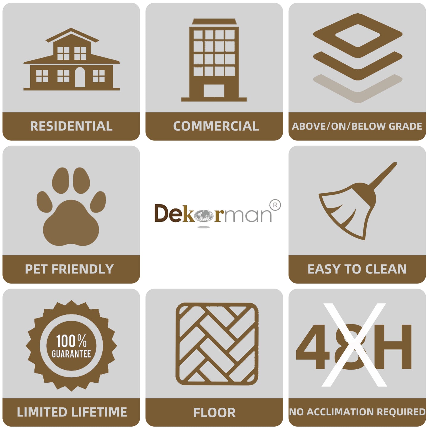 Madison 8mm/28mil Silver Gray Oak Waterproof Click Lock Luxury Vinyl Plank Flooring - 9 in. W x 60 in. L (22.4 sqft/case)