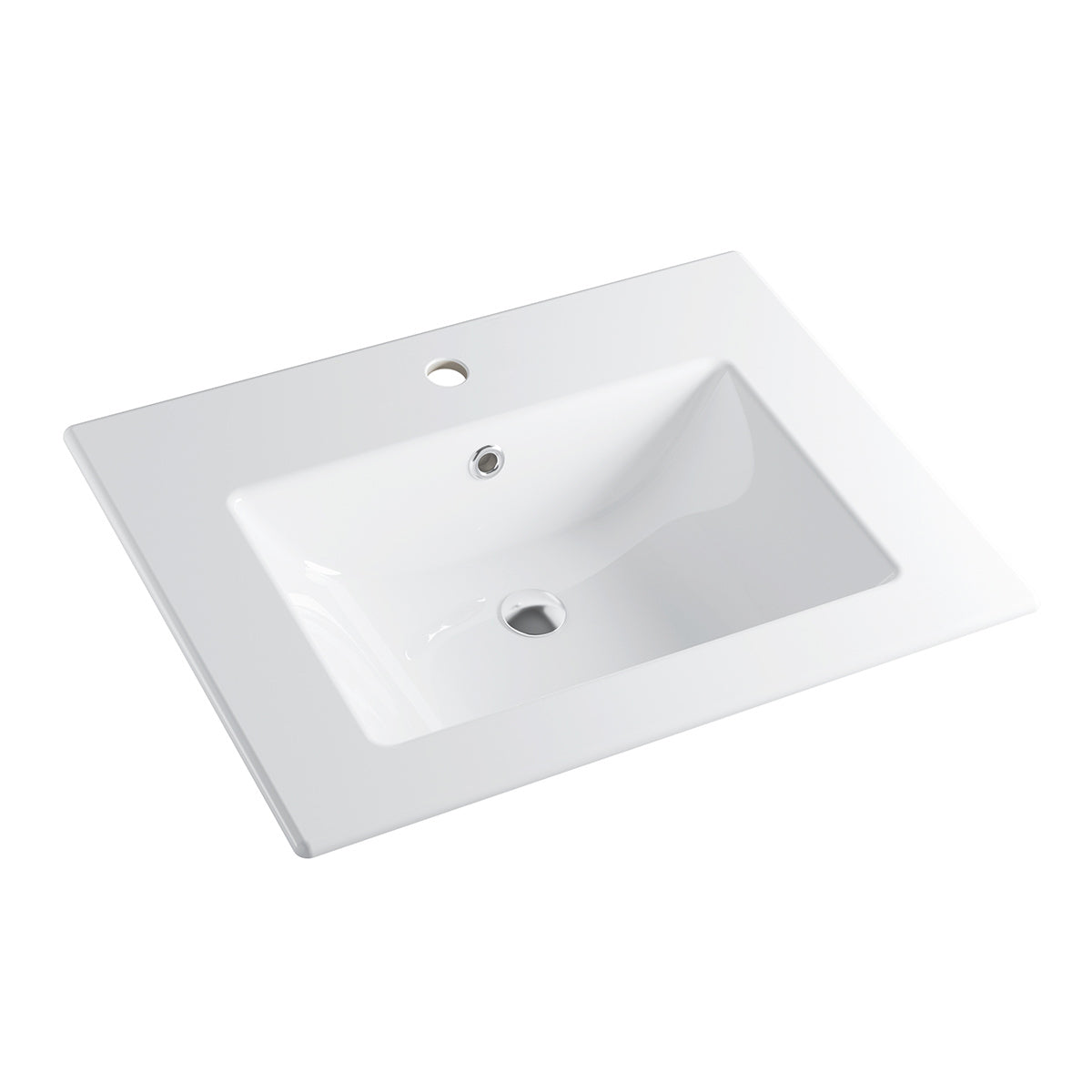 Huntington Beach 24 in. Bathroom Sink in White Ceramic Rectangular Drop-In with Overflow and Single Faucet Hole