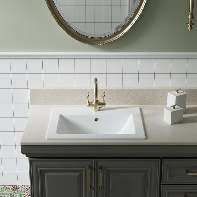 Laguna Beach 21-5/8 in. Bathroom Sink in White Ceramic Rectangular Drop-in with Overflow and Single Faucet Hole