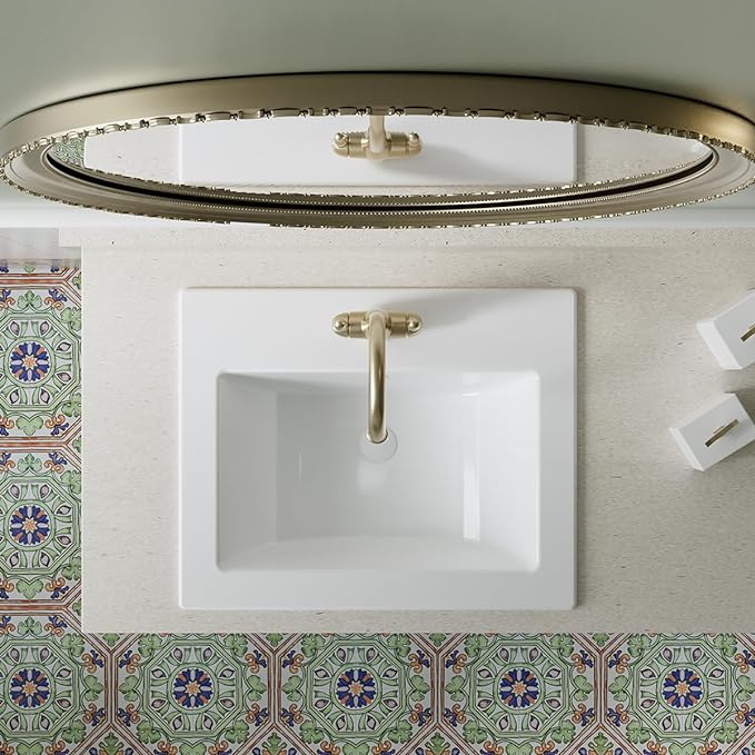 Laguna Beach 21-5/8 in. Bathroom Sink in White Ceramic Rectangular Drop-in with Overflow and Single Faucet Hole