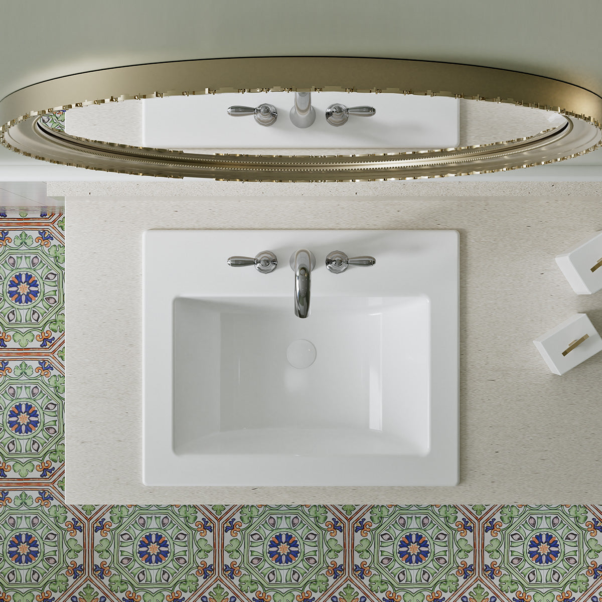 Laguna Beach 21-5/8 in. Bathroom Sink in White Ceramic Rectangular Drop-In with Overflow