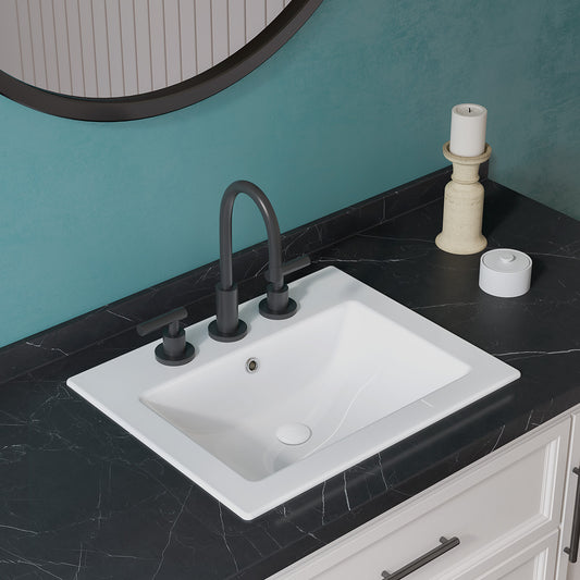 Laguna Beach 21-5/8 in. Bathroom Sink in White Ceramic Rectangular Drop-In with Overflow
