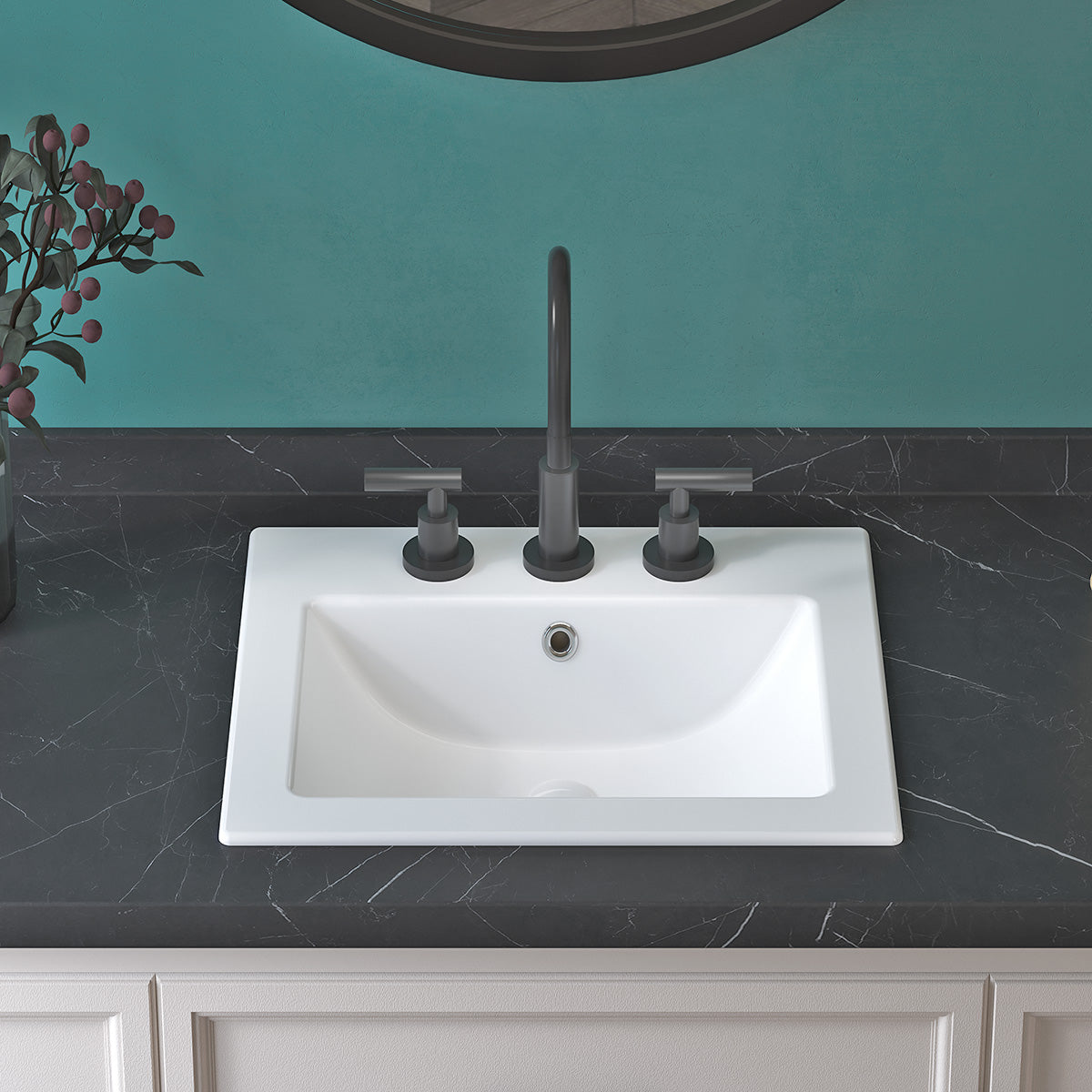 Laguna Beach 21-5/8 in. Bathroom Sink in White Ceramic Rectangular Drop-In with Overflow