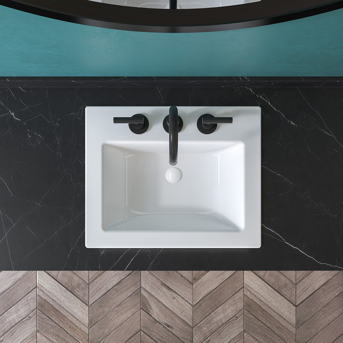 Laguna Beach 21-5/8 in. Bathroom Sink in White Ceramic Rectangular Drop-In with Overflow