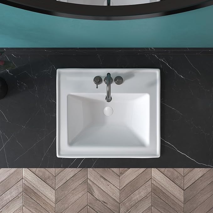 Malibu 19-7/8 in. Bathroom Sink in White Glazed Ceremic Rectangular Drop-In with Overflow and 4 in. Faucet Holes