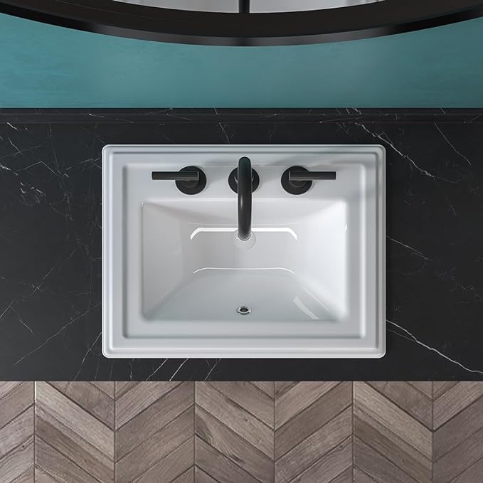 Malibu 22 in. Bathroom Sink in White Ceramic Rectangular Drop-In with Overflow and 4 in. Faucet Holes