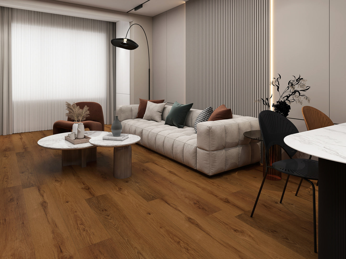 Fasa Hickory 2.5mm/20 MIL x 7 in. W x 48 in. L Water Resistant Glue Down Vinyl Tile Flooring (35 sq. ft./Case)