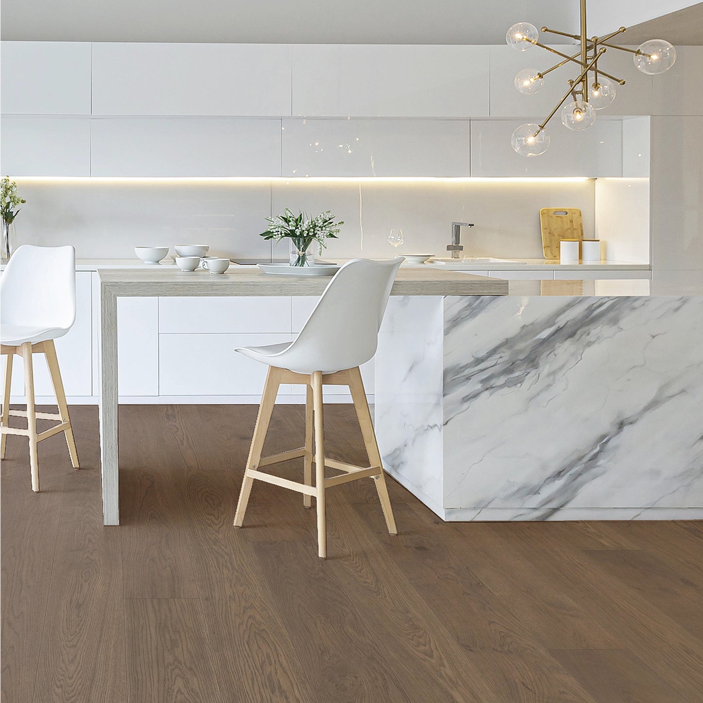 Malibu Buckeye Brown 9/16 in. T x 7.5 in. W Tongue and Groove Wire-brushed Engineered Hardwood Flooring (31.08 sq. ft./Case)