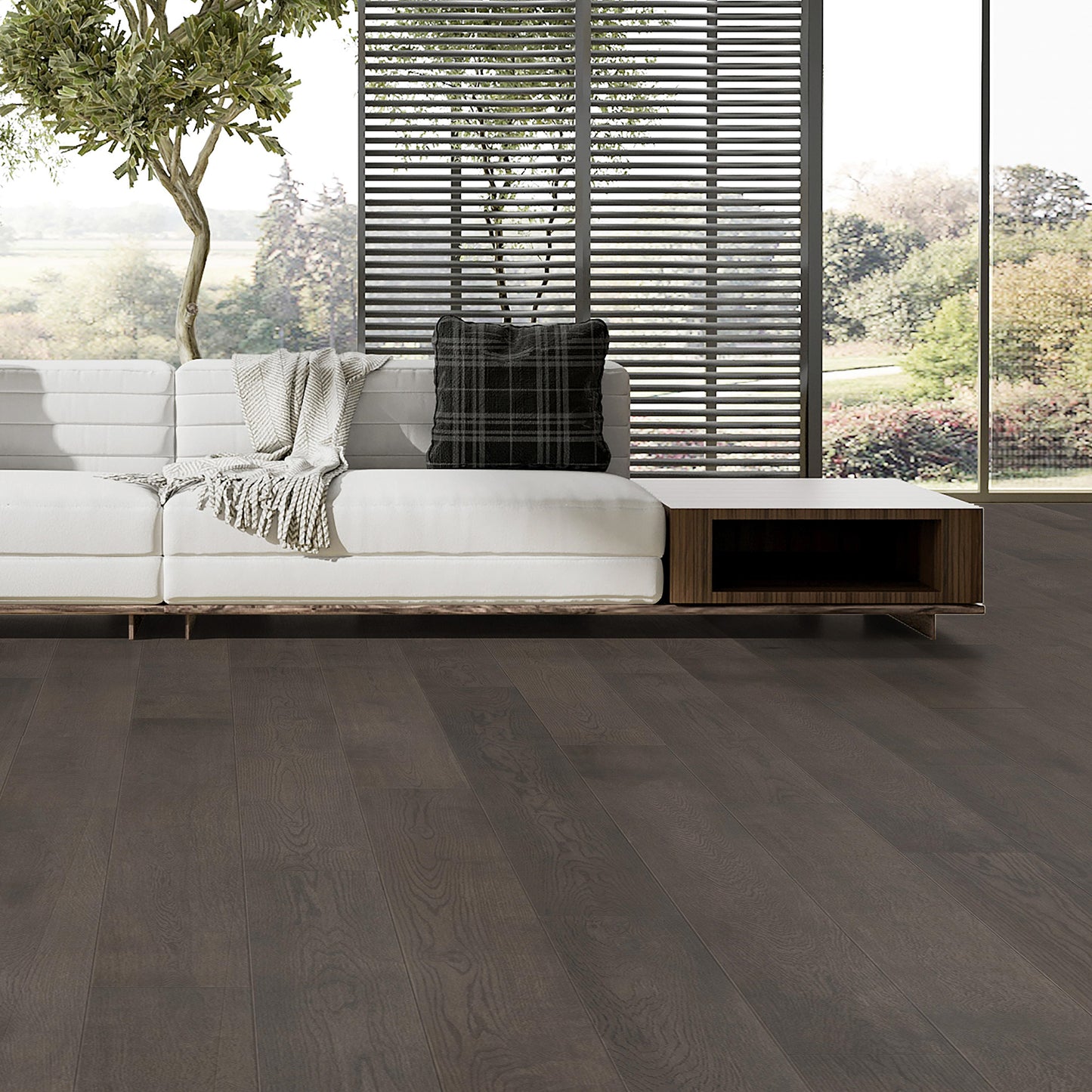 Malibu Greystone Oak 9/16 in. T x 7.5 in. W Tongue and Groove Smooth Texture Engineered Hardwood Flooring (31.08 sq. ft./Case)