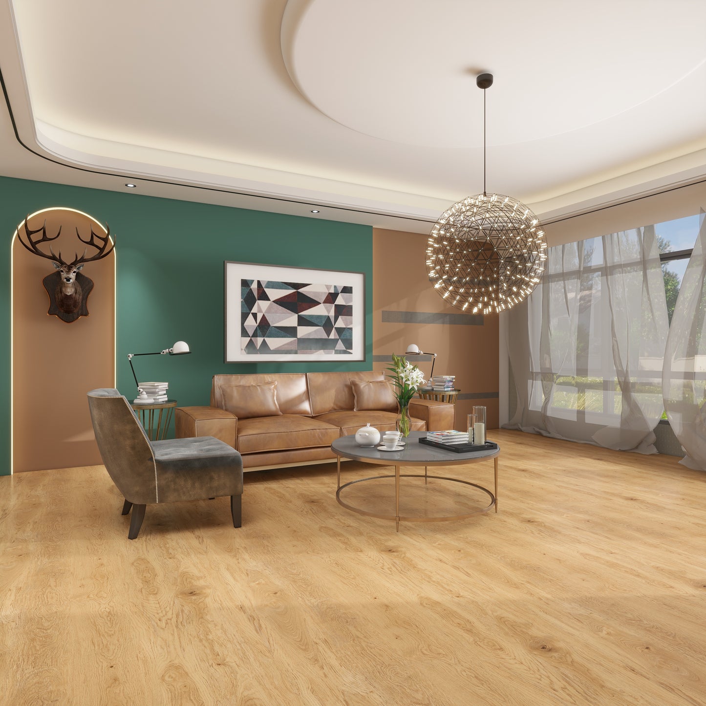 Madison 10mm/20mil Golden Wheat Oak Waterproof Click Lock Luxury Vinyl Plank Flooring - 9 in. W x 60 in. L x 10mm T (22.4 sq. ft./case)