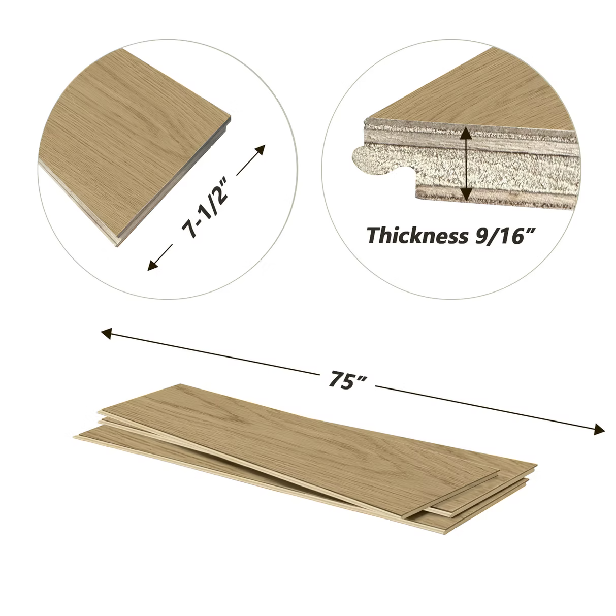 Redmond Oak 9/16 in. T x 7.5 in. W Click Lock Engineered Hardwood Flooring (24.05 sq. ft./Case)