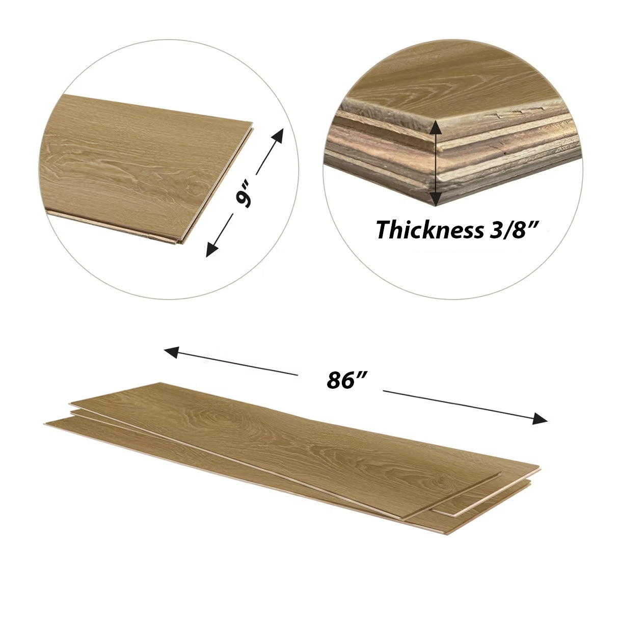 Sienna Hickory 3/8 in. T x 9 in. W Tongue and Groove Hybrid Engineered Hardwood Flooring (32.68 sq. ft./Case)