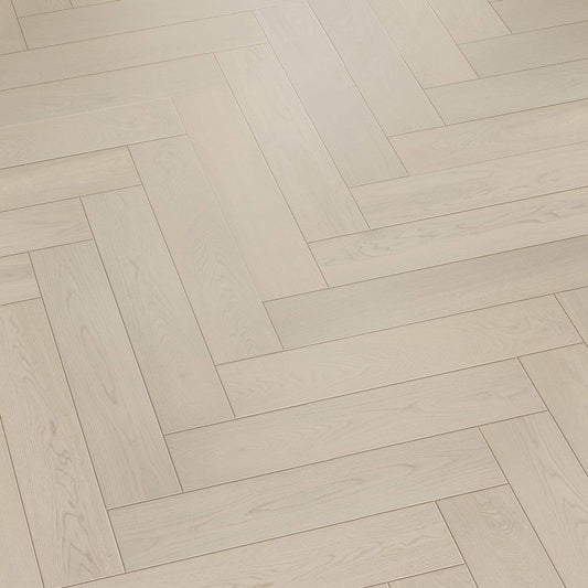 Polaris White European Oak Herringbone 3mm Veneer 5/8″T x 5.83"W  Engineered Hardwood Flooring (11.63 sq.ft/case)
