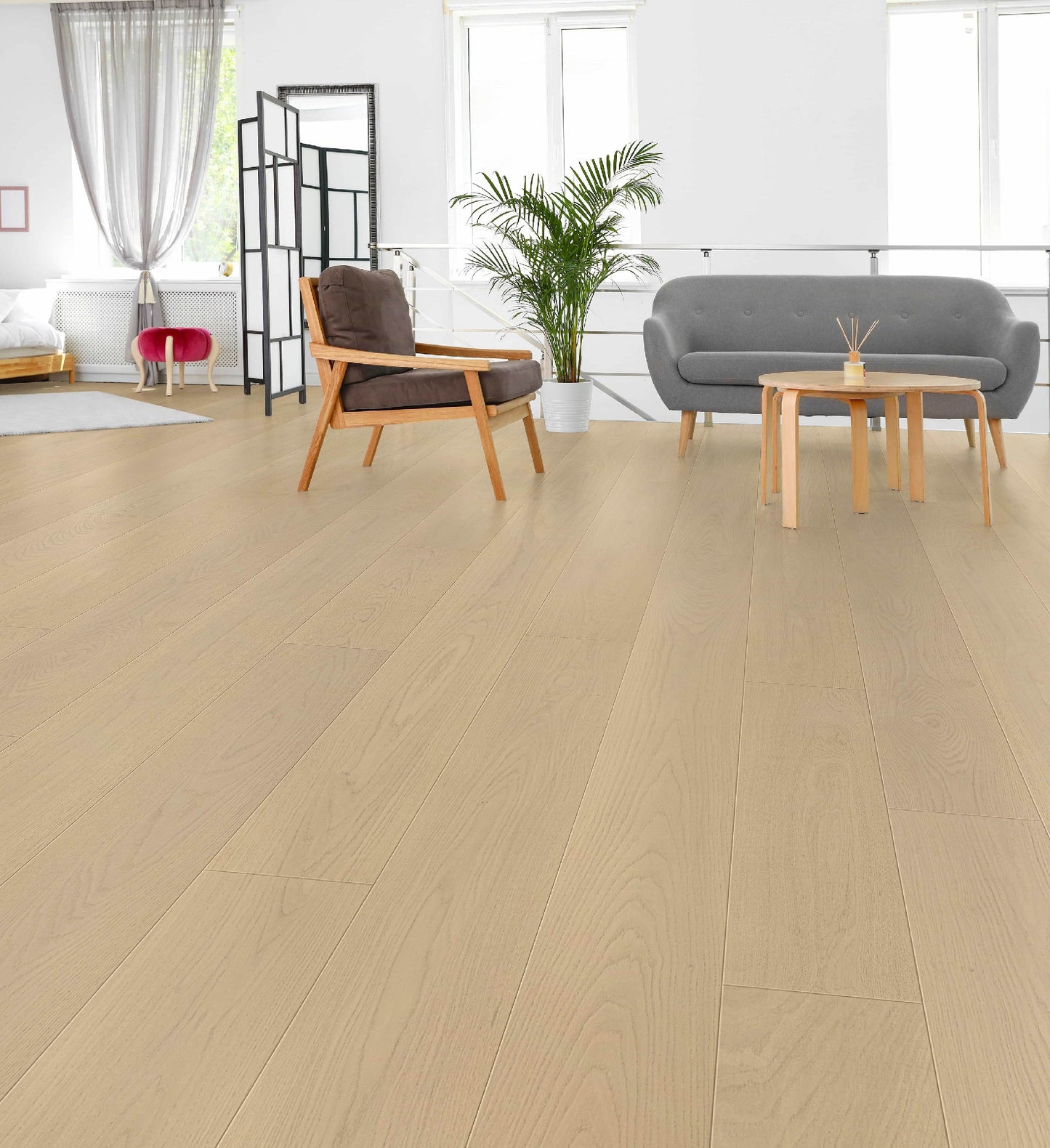 Polaris White Pro Select European Oak 4mm Veneer 3/4″T x 7.5"W  Engineered Hardwood Flooring (23.32 sq.ft/case)