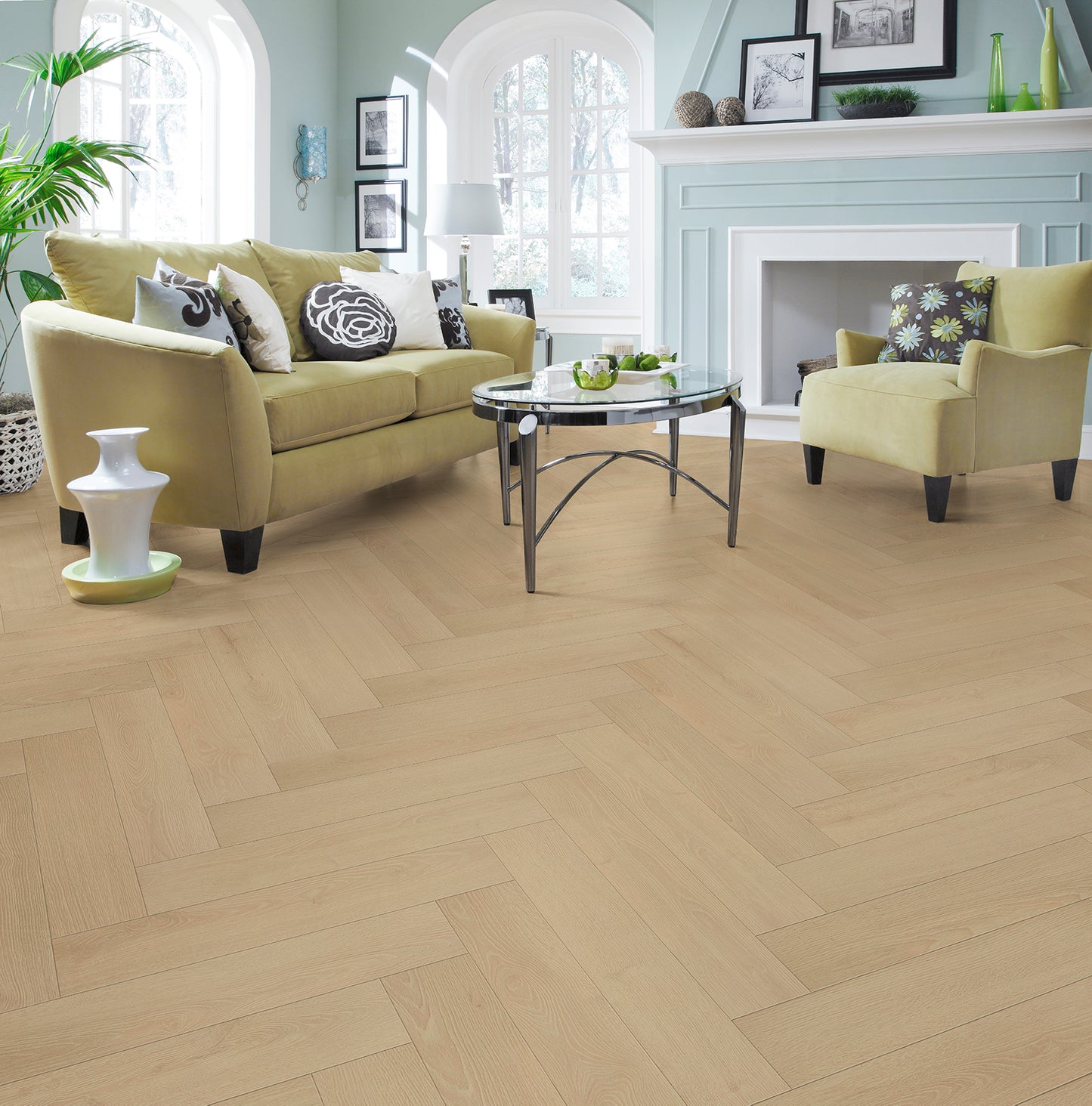 Oakverse Herringbone Lyra Oak EIR 12 mm T x 5" W Uniclic HDF AC5 EIR Waterproof Laminate Wood Flooring (17.38 sq. ft./case)