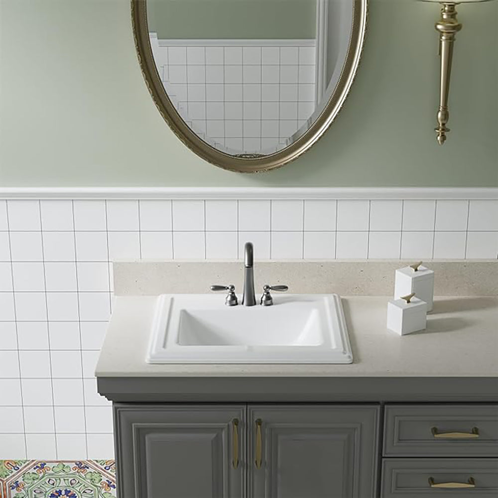 T22☆ Malibu 22'' Bathroom Sink in White Ceramic Rectangular Drop