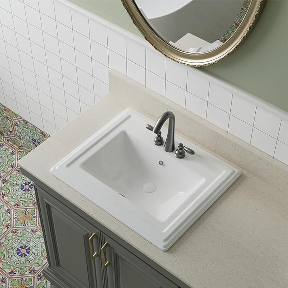 T22☆ Malibu 22'' Bathroom Sink in White Ceramic Rectangular Drop