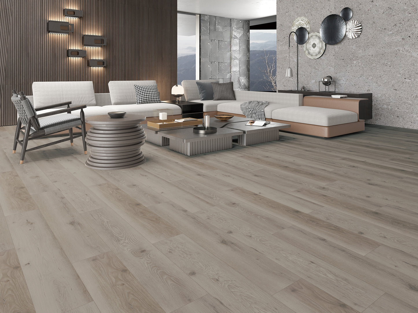 Mansion Limestone EIR 12 mm T x 7.7 in. W Uniclic HDF AC4 Waterproof Laminate Wood Flooring (15.9 sq. ft./Case)