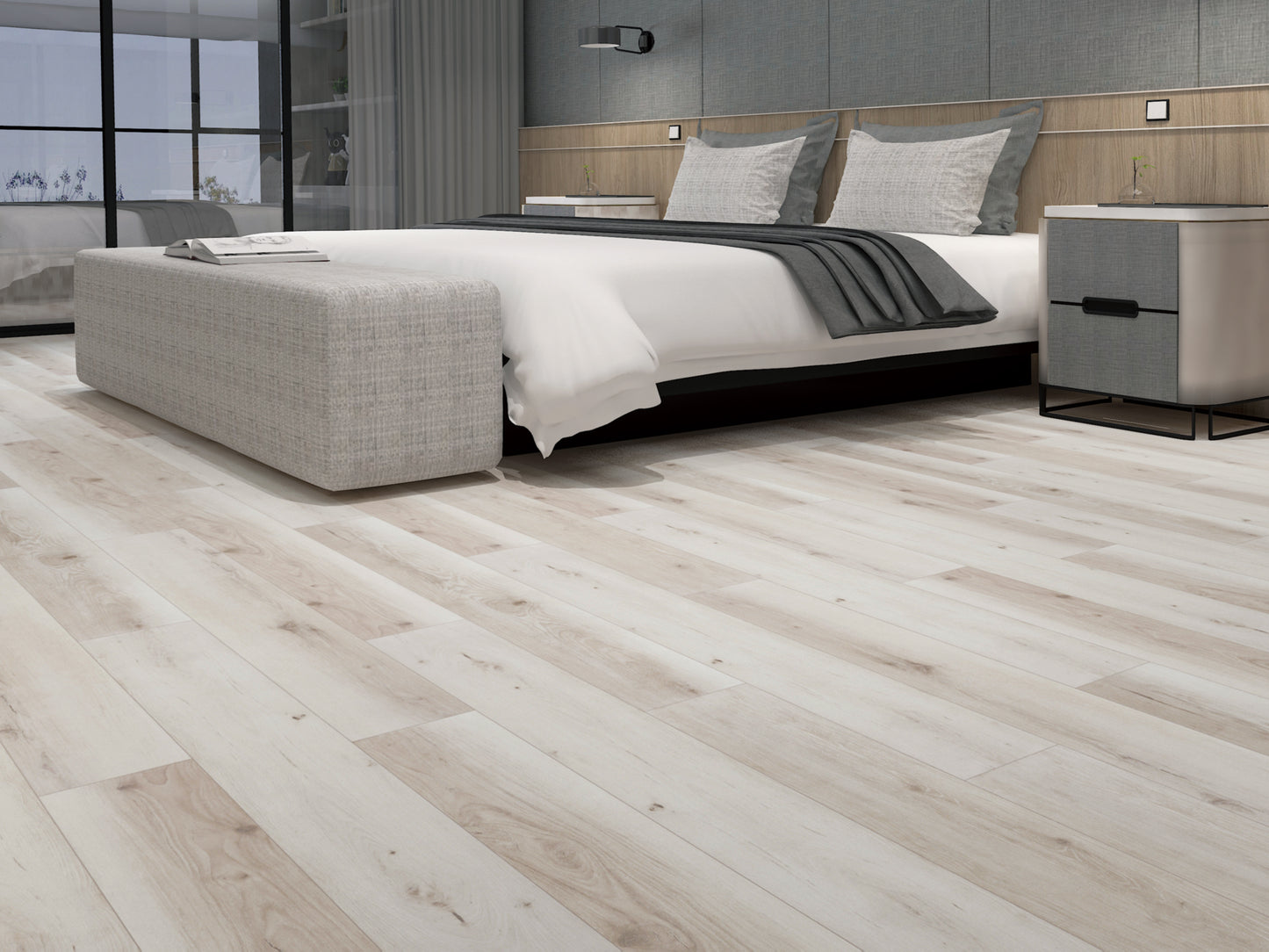 Mansion Snow Creek EIR 12 mm T x 7.7 in. W Uniclic HDF AC4 Waterproof Laminate Wood Flooring (15.9 sq. ft./Case)