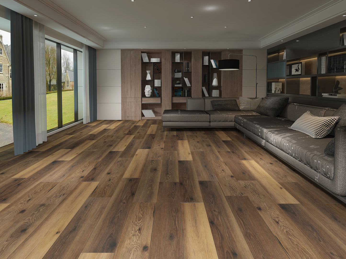 Mansion Caramel EIR 12 mm T x 7.7 in. W Uniclic HDF AC4 Waterproof Laminate Wood Flooring (15.9 sq. ft./Case)