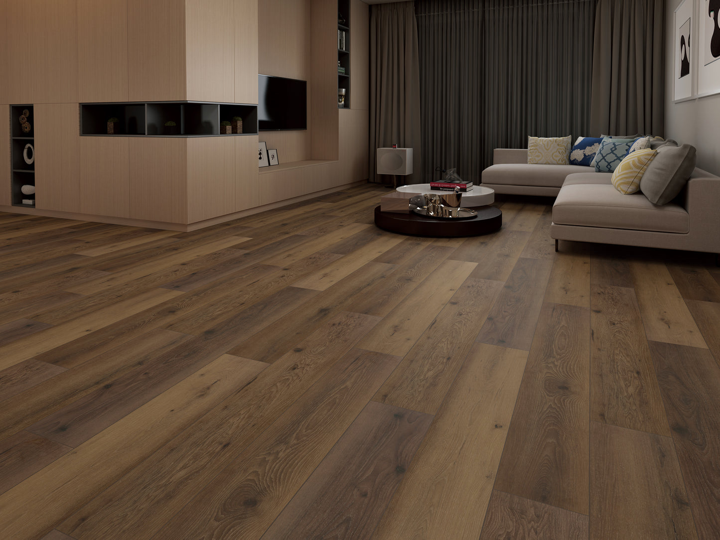 Mansion Caramel EIR 12 mm T x 7.7 in. W Uniclic HDF AC4 Waterproof Laminate Wood Flooring (15.9 sq. ft./Case)