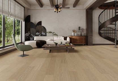 DreamVilla Oasis Oak 5/8 in. T x 9 in. W Tongue and Groove Wirebrused Engineered Hardwood Flooring (31.26 sq. ft./Case)