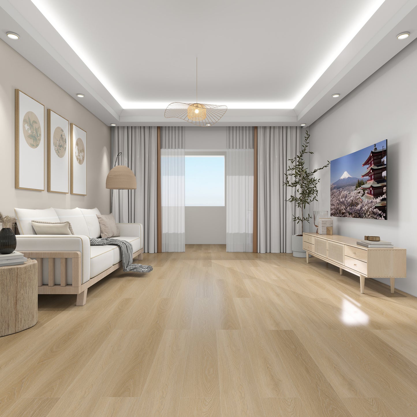 Route66 8mm/22mil Woodland Oak 9 in. W x 60 in L. Click Lock Waterproof SPC Vinyl Planks Flooring (18.75 sq.ft/case)