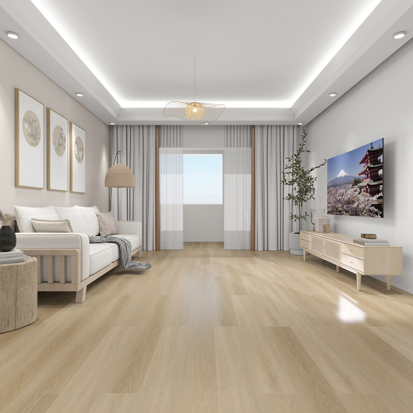 Route66 8mm/22mil Woodland Oak 9 in. W x 60 in L. Click Lock Waterproof SPC Vinyl Planks Flooring (18.75 sq.ft/case)
