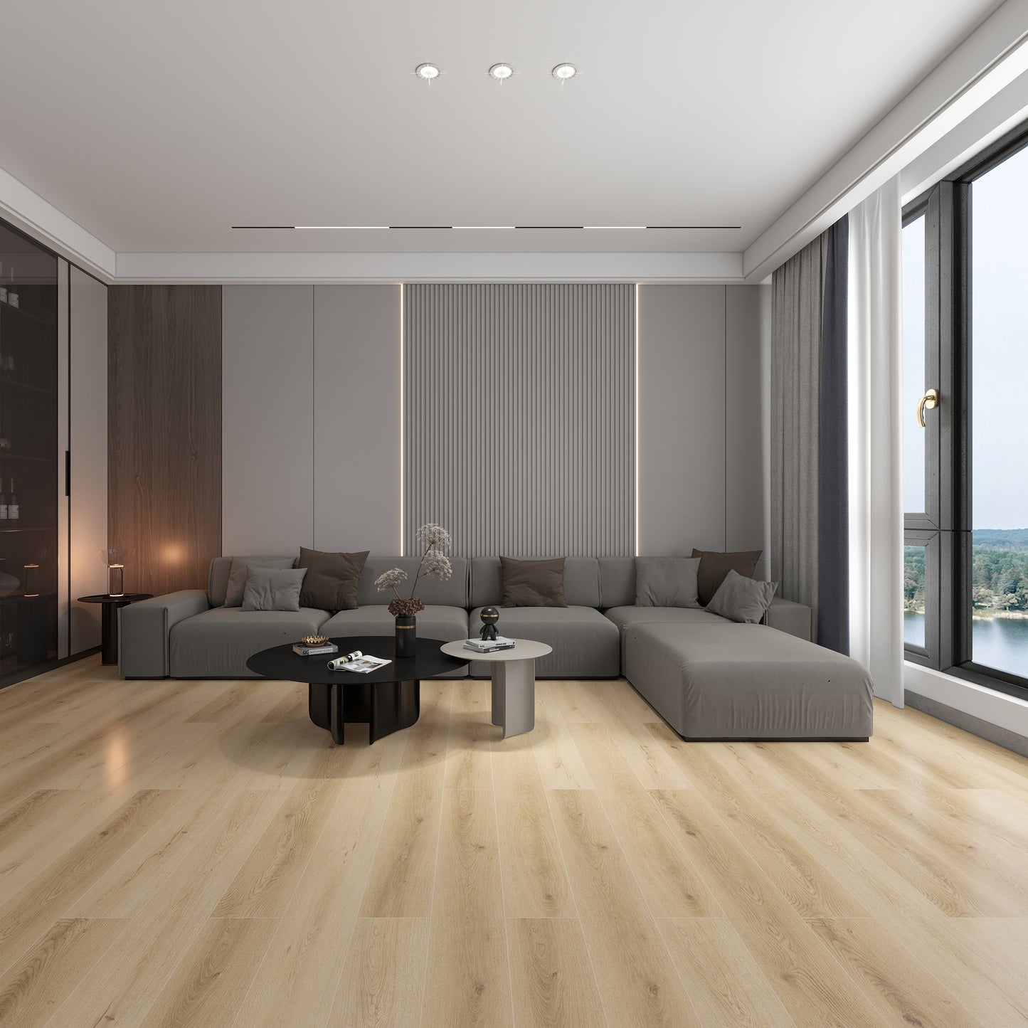 Route66 8mm/22mil Woodhill Oak 9 in. W x 60 in L. Click Lock Waterproof SPC Vinyl Planks Flooring (18.75 sq.ft/case)