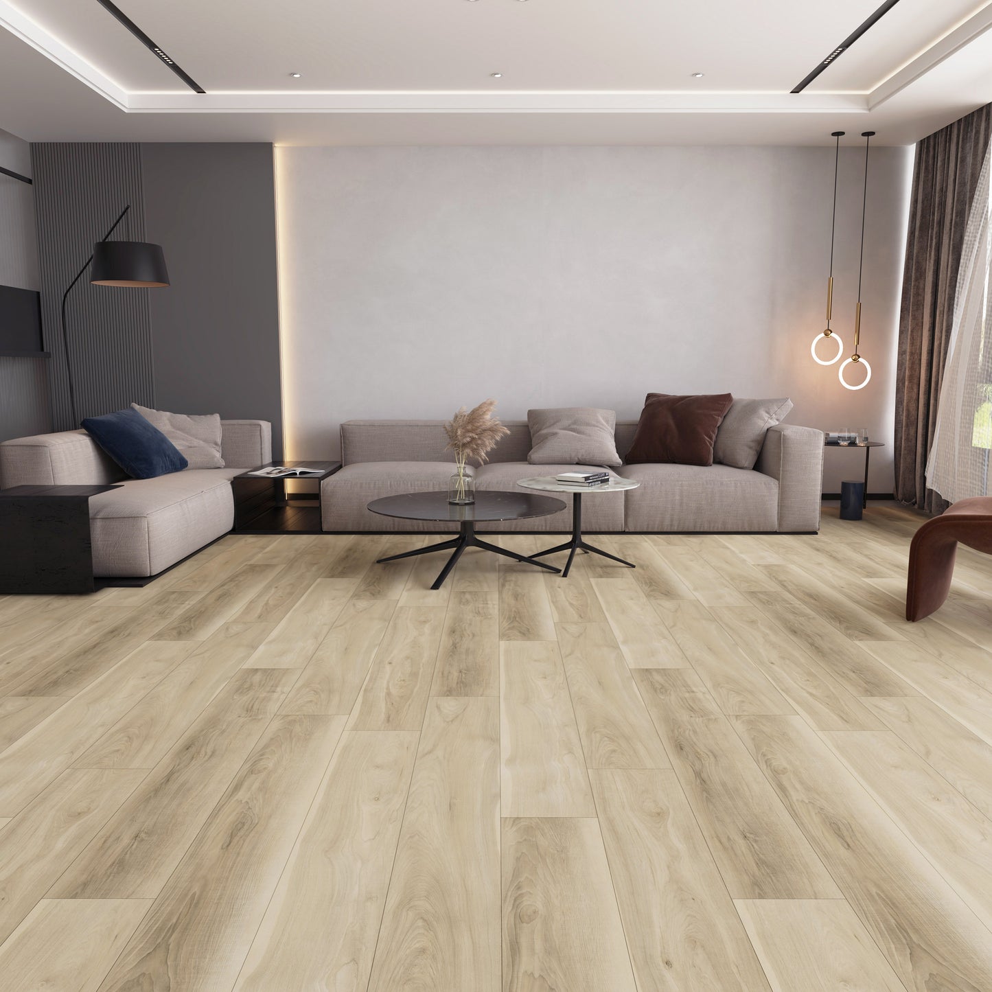 Route66 8mm/22mil Newland Hickory 9 in. W x 60 in L. Click Lock Waterproof SPC Vinyl Planks Flooring (18.75 sq.ft/case)