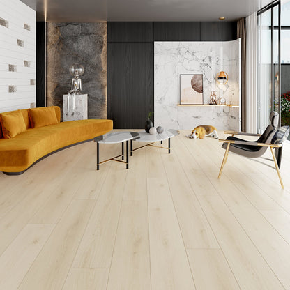 TwinsVista Cloud Dancer 14mm T x 9.3" W x 72" L AC4 Waterproof Laminate wood Flooring  (23.25 sq.ft)