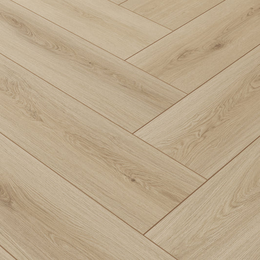 TwinsVista Herringbone Milky Sand 14mm T x 6.38" W x29.13" L AC4 Waterproof Laminate wood Flooring  (20.64 sq.ft)