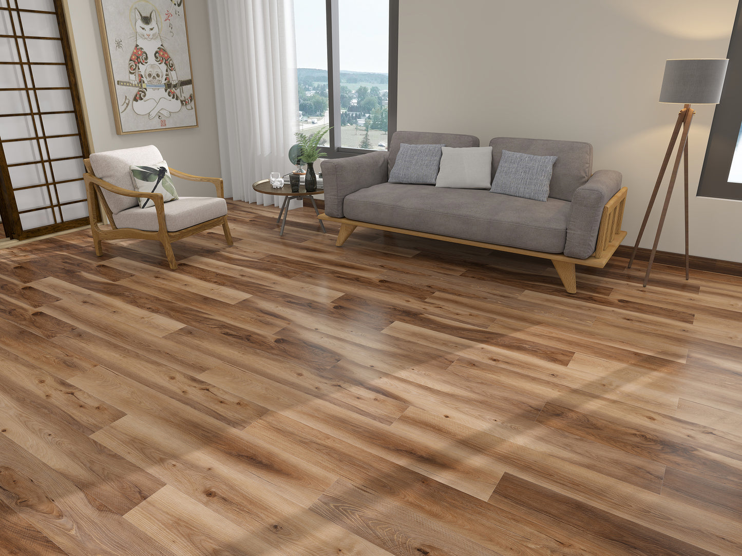 TwinsVista AB Pattern Grand Canyon Hickory 8mm/22 MIL x 9 in. W x 60 in. L Click Lock Waterproof WPC Luxury Vinyl Flooring (29.92 sq.ft./case)