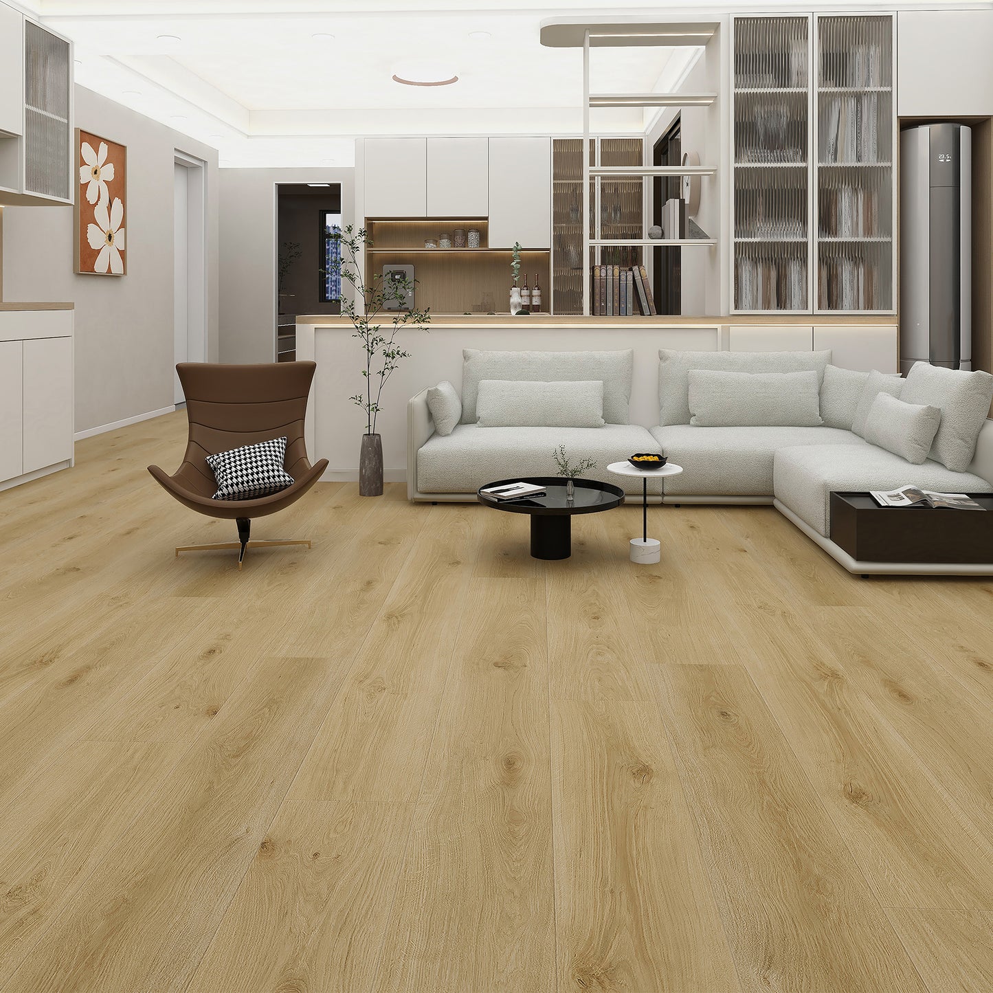 Madison 8mm/28mil Golden Coast Oak Waterproof Click Lock Luxury Vinyl Plank Flooring - 9 in. W x 60 in. L (22.4 sqft/case)